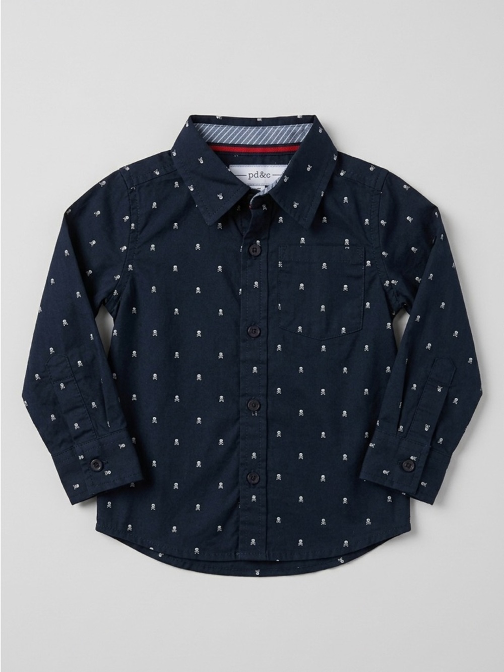 PD&C Toddler Boys Long Sleeve Button Down Shirt Mini Skull Pattern Size 2T